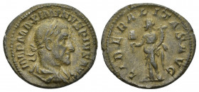 MAXIMINUS THRAX (235-238). Denarius. 3.2g 18.6mm Rome. Obv: IMP MAXIMINVS PIVS AVG. Laureate, draped and cuirassed bust right. Rev: LIBERALITAS AVG. L...