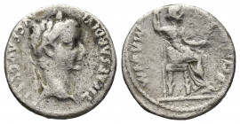 Tiberius AR Denarius, Lugdunum Tiberius (14-37 AD). AR Denarius (17.6 mm, 3.7 g), Lugdunum, 15-18. Obv. TI CAESAR DIVI AVG F AVGVSTVS, Laureate head o...