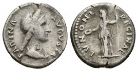 Sabina AR Denarius, Sabina Augusta (128-136/7). AR Denarius (17.3 mm, 3.2 g), Rome. Obv. SABINA AVGVSTA, Diademed and draped bust to right. Rev. IVNON...