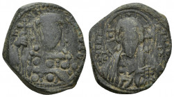 Michael VII Ducas. 1071-1078. Æ follis (26.7 mm, 9.8 g). Constantinople. IC-XC, nimbate bust of Christ facing, nimbate cross behind head, right hand r...