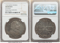 Peter I Rouble 1724 AU Details (Cleaned) NGC, Red mint, KM166.2, Bit-948. Portrait in ancient armor. Bold obverse strike, with some softness on two of...