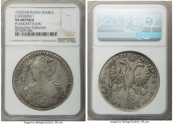 Catherine I Rouble 1725-CПБ VG Details (Planchet Flaw) NGC, St. Petersburg mint, KM169, Bit-95 (R1). Portrait to the left. Large area of flan flaws in...