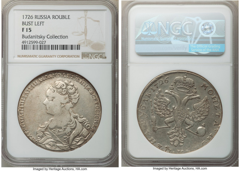 Catherine I Rouble 1726 F15 NGC, Red mint, KM168, Bit-21. Some porosity and mino...