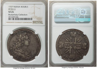 Peter II Rouble 1727 VF25 NGC, Red mint, KM182.1, Bit-23. Stars in legends, with shaded crowns. The strike is bold for the grade, with a few light mar...