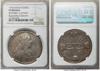Peter II Rouble 1728 VF Details (Repaired, Cleaned) NGC, Kadashevsky mint, KM182.2, Bit-88 (R). Type of 1728. Stars in obverse legend. Scratches and s...