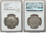 Anna Poltina (1/2 Rouble) 1736 VF Details (Tooled) NGC, Kadashevsky mint, KM196, Bit-174. Three pearls in pendant. Both sides show considerable dark r...