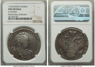 Anna Rouble 1730 Fine Details (Cleaned) NGC, Kadashevsky mint, KM192.1, Bit-23 (R). Neckline parallel to coin rim. Crowns lack cross. Retoned nicely f...