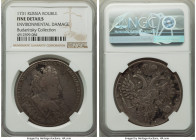 Anna Rouble 1731 Fine Details (Environmental Damage) NGC, Red mint, KM192.1, Bit-41. Brooch on bosom. Numerous small contact marks, with some staining...