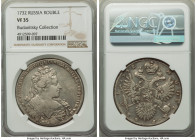 Anna Rouble 1732 VF35 NGC, Red mint, KM192.1, Bit-57. Brooch on bosom. Dots part legend on reverse. Struck from rusty die, with a few noticeable conta...