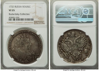 Anna Rouble 1732 VF25 NGC, Red mint, KM192.1, Bit-50. Brooch on bosom. Plane cross on orb. The normal scuffs, and marks, one might associate with this...