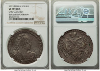 Anna Rouble 1733 VF Details (Obverse Cleaned) NGC, Red mint, KM192.1, Bit-61. No brooch on bosom. Ornate cross on orb. Eagles with no tongues. Mottled...