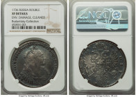 Anna Rouble 1736 XF Details (Environmental Damage, Cleaned) NGC, Kadashevsky mint, KM198, Bit-133. No pendant on bosom. Nine pearls in hair. A sharp s...