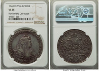 Anna Rouble 1740 VF25 NGC, Red mint, KM198, Bit-209. Ornate cross on orb. Light gray patina, with moderate obverse marks. The reverse shows only a few...