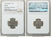 Elizabeth Pair of Certified Grivennik (10 Kopecks) NGC, 1) Grivennik (10 Kopecks) 1744 - VG10, KM-C16, Bit-191 2) Grivennik (10 Kopecks) 1747 - VF Det...