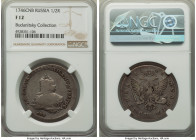 Elizabeth Poltina (1/2 Rouble) 1746-CПБ F12 NGC, St. Petersburg mint, KM-C18.3, Bit-303 (R). A very nice example for the grade, with the obverse struc...
