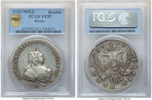Elizabeth Rouble 1742-MMД VF35 PCGS, Red mint, KM-C19.1, Bit-98. Exceptional strike for the grade, with a minor scratch above Elizabeth's head. Notice...