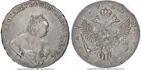 Elizabeth Rouble 1752 MMД-E XF Details (Graffiti, Cleaned) NGC, Red mint, KM-C19.2, Bit-125. Wide Order Ribbon. Cleaned, with light re-toning and noti...