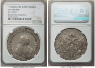 Elizabeth Rouble 1755 MMД-MБ AU Details (Cleaned) NGC, Red mint, KM-C19C.1, Bit-136. Boldly struck with light silvery-gray patina. The obverse exhibit...