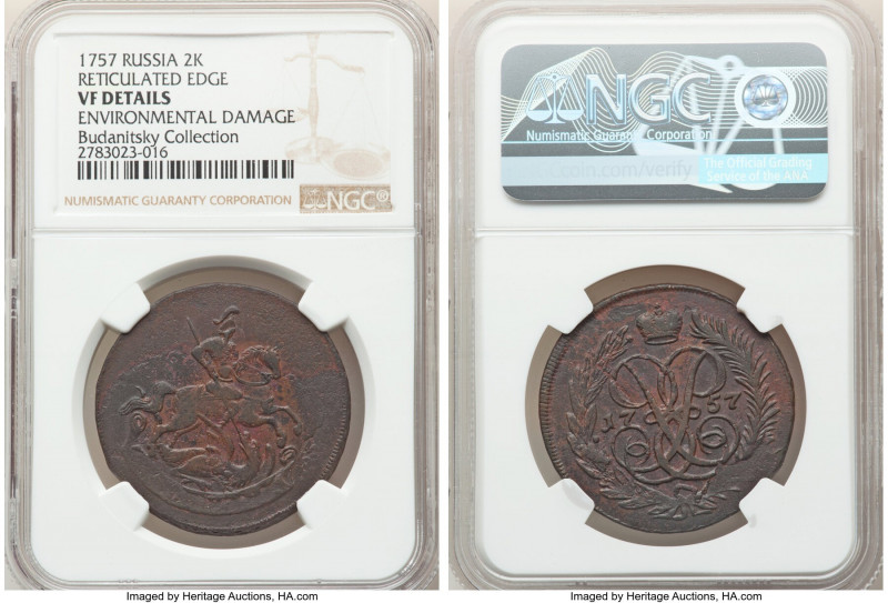 Pair of Certified 2 Kopecks NGC, 1) Catherine II 2 Kopecks 1790-EM - AU55 Brown,...