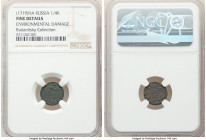4-Piece Lot of Certified Assorted Issues NGC, 1) Peter I Polushka 1719-HД - Fine Details (Environmental Damage), KM152.1, Bit-3240/3284 2) Catherine I...