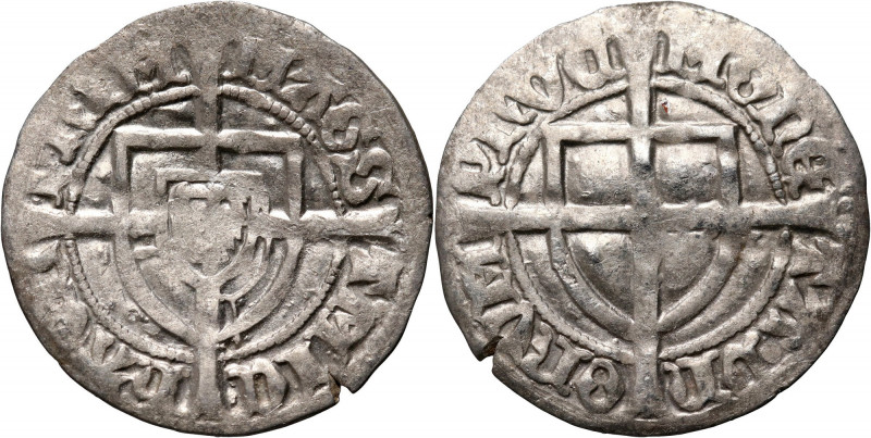 Zakon Krzyżacki, Michał I Küchmeister 1414-1422, szeląg Waga 1,37 g. Długi krzyż...
