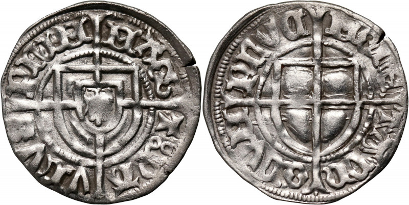 Zakon Krzyżacki, Paweł von Russdorff 1422-1441, szeląg Waga 1,57 g. Odmiana PRIM...