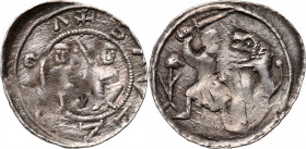 Władysław II Wygnaniec 1138-1146, denar, walka rycerza z lwem