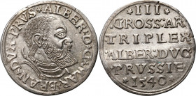 Prusy Książęce, Albrecht Hohenzollern, trojak 1540, Królewiec