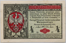 Generalne Gubernatorstwo, 1/2 marki polskiej 9.12.1916, Generał, seria B