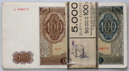 Generalna Gubernia, fragment paczki, 14 x 100 złotych 1.08.1941, seria A