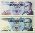 III RP, zestaw 2 x 100000 złotych 1.02.1990 (seria T) i 16.11.1993 (seria R)