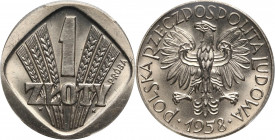 PRL, 1 złoty 1958, PRÓBA, nikiel MAX