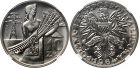 PRL, 10 złotych 1964, Kobieta z kłosami (XX Lat PRL), PRÓBA, nikiel MAX