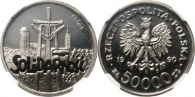 III RP, 50000 złotych 1990, Solidarność 1980-1990, PRÓBA, nikiel MAX