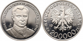 III RP, 200000 złotych 1991, Gen. Leopold Okulicki 'Niedźwiadek', PRÓBA, nikiel