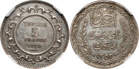 Tunisia, Ahmed Bey, 5 Francs AH1353 (1934), essai, silver