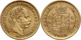 Hungary, Franz Joseph I, 4 Forint = 10 Francs 1874 KB, Kremnitz