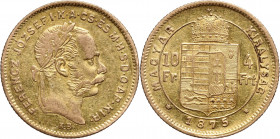 Hungary, Franz Joseph I, 4 Forint = 10 Francs 1875 KB, Kremnitz