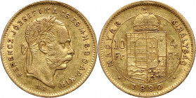 Hungary, Franz Joseph I, 4 Forint = 10 Francs 1880 KB, Kremnitz