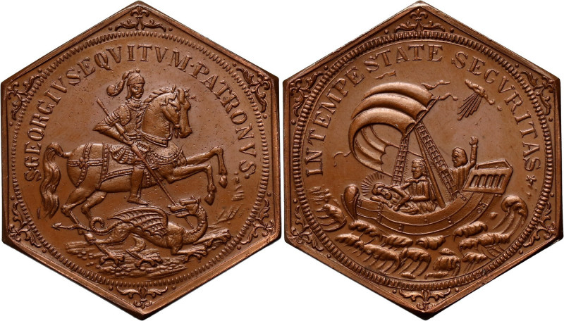 Hungary, medal, St. George Bronze, weight 10,63 g, dimensions 30 x 35 mm.
 Brąz...