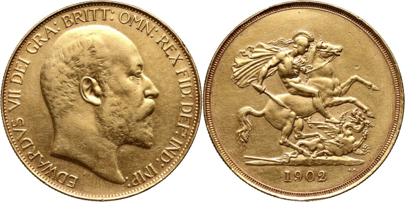 Great Britain, Edward VII, 5 Pounds 1902, London Gold 39,91 g. Złoto 39,91 g. Re...