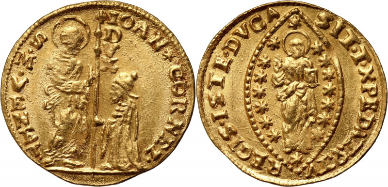 Italy, Giovanni II Corner 1709-1722, Zecchino ND Gold 3,49 g. Beautiful coin. Zł...