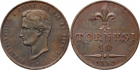Italy, Kingdom of the Two Sicilies, Francis II, 10 Tornesi 1859