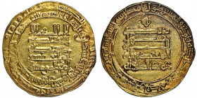 Abbasid Caliphate al-Muqtadir billâh, 295-320 H./908-932 AD. 
Dinar, 320 H, AU 3.15 g.
NGC MS60