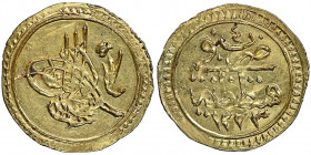 Mahmud II 1223-1255 AH
1/4 Zeri Mahbub, AH 1223/4, AU 0.65 g.
Fr. 88
PCGS MS 62