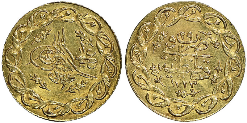 Mahmud II 1223-1255 AH
1 Memduhiye, AH 1223/29, AU 
Fr. 111
NGC UNC DETAILS BENT