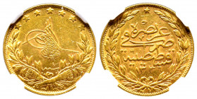 Mehmed VI 1336-1341 AH
100 Kurush, AH 1336/1, AU 7.22 g.
Fr. 186
NGC MS 61