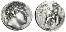 REINO DE PÉRGAMO. Atalos I. Tetradracma (241-197 a.C.). A/ Cabeza laureada a der. R/ Atenea entronizada a izq. con escudo y láurea. AR 16,98 g. BMC-15...