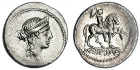 AEMILIA. Denario. Roma (61 a.C.). A/ Cabeza diademada de Roma a der. R/ En el exergo: M. LEPIDVS. FFC-107. SB-21b. EBC-. Escasa.