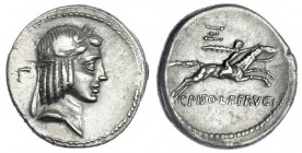 CALPURNIA. Denario. Roma (64 a.C.). R/ C. PISO L. F. FRVGI. FFC-438. EBC-.